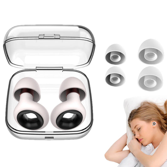 Pair of Reusable Soft Silicone Ear Plugs  Noise Cancelling Sleep Travel Earplugs White