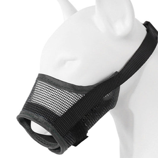 Dog Muzzle Air Mesh Adjustable Mouth Guard for Bark and Scavenging Prevention Black