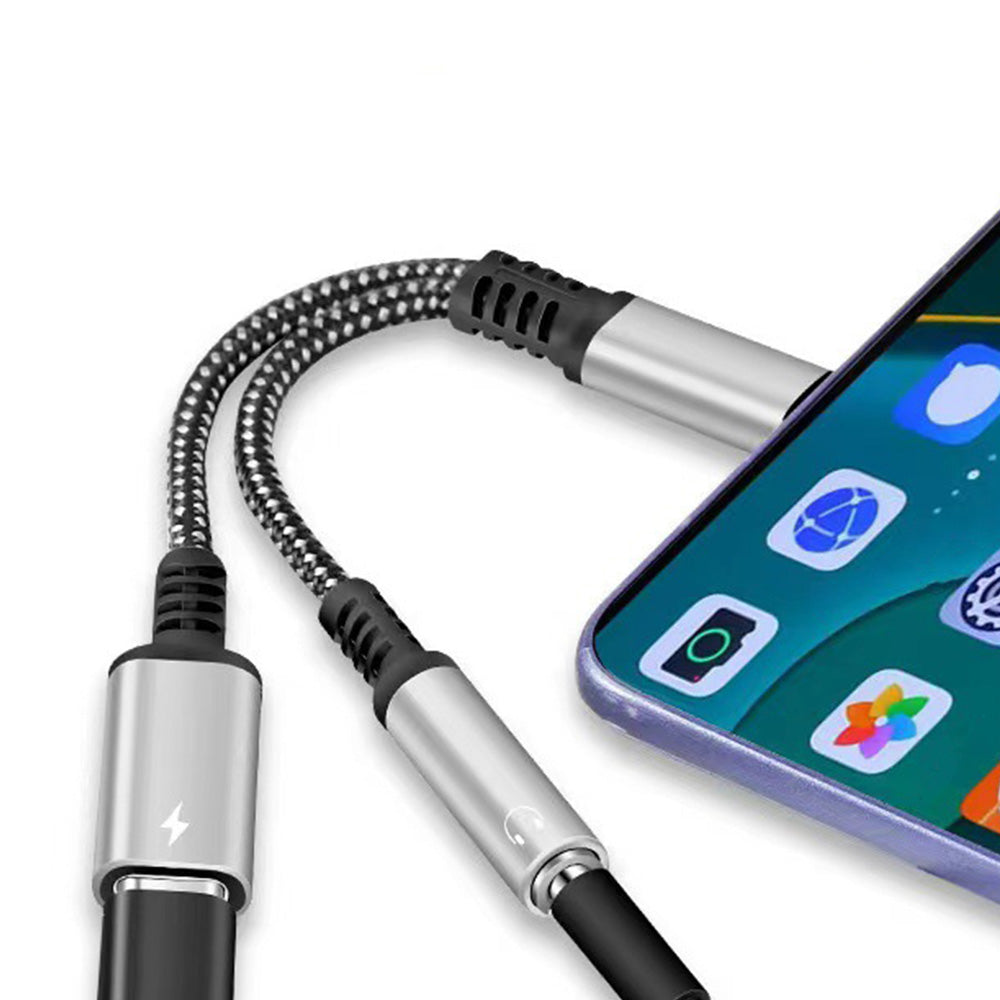 2-in-1 Type-C Audio and Charging Adapter for USB-C Devices with 30W Fast Charge Silver