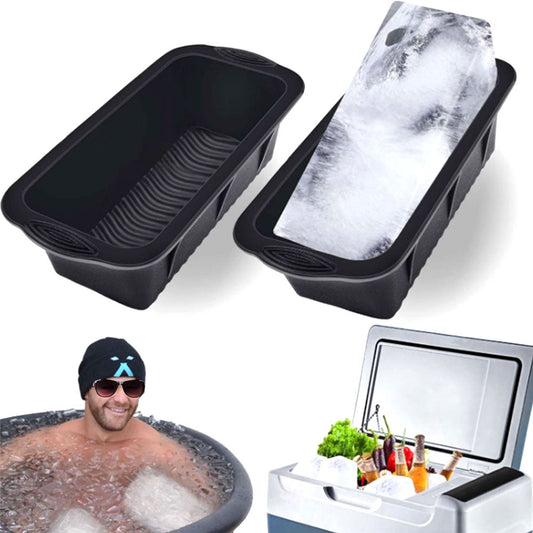 2Pcs Ice Block Mold Silicone Ice Grid Mould Black
