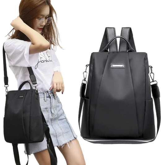 2-in-1 Anti-theft  Backpack Travel Shoulder Bag Water-Resistant Women Bag Black