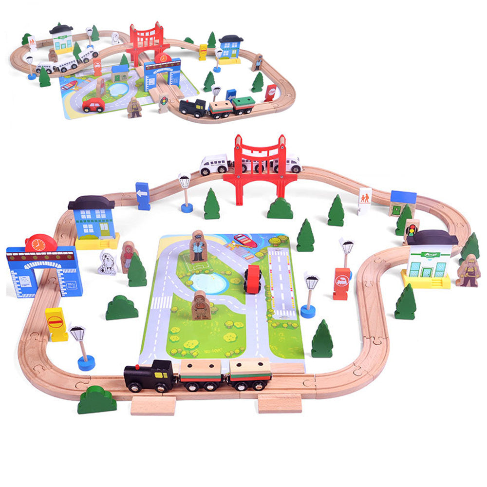 Wooden Train Set with Tracks ¨C Expandable and Changeable for Girls and Boys 6 Years Old Style 2