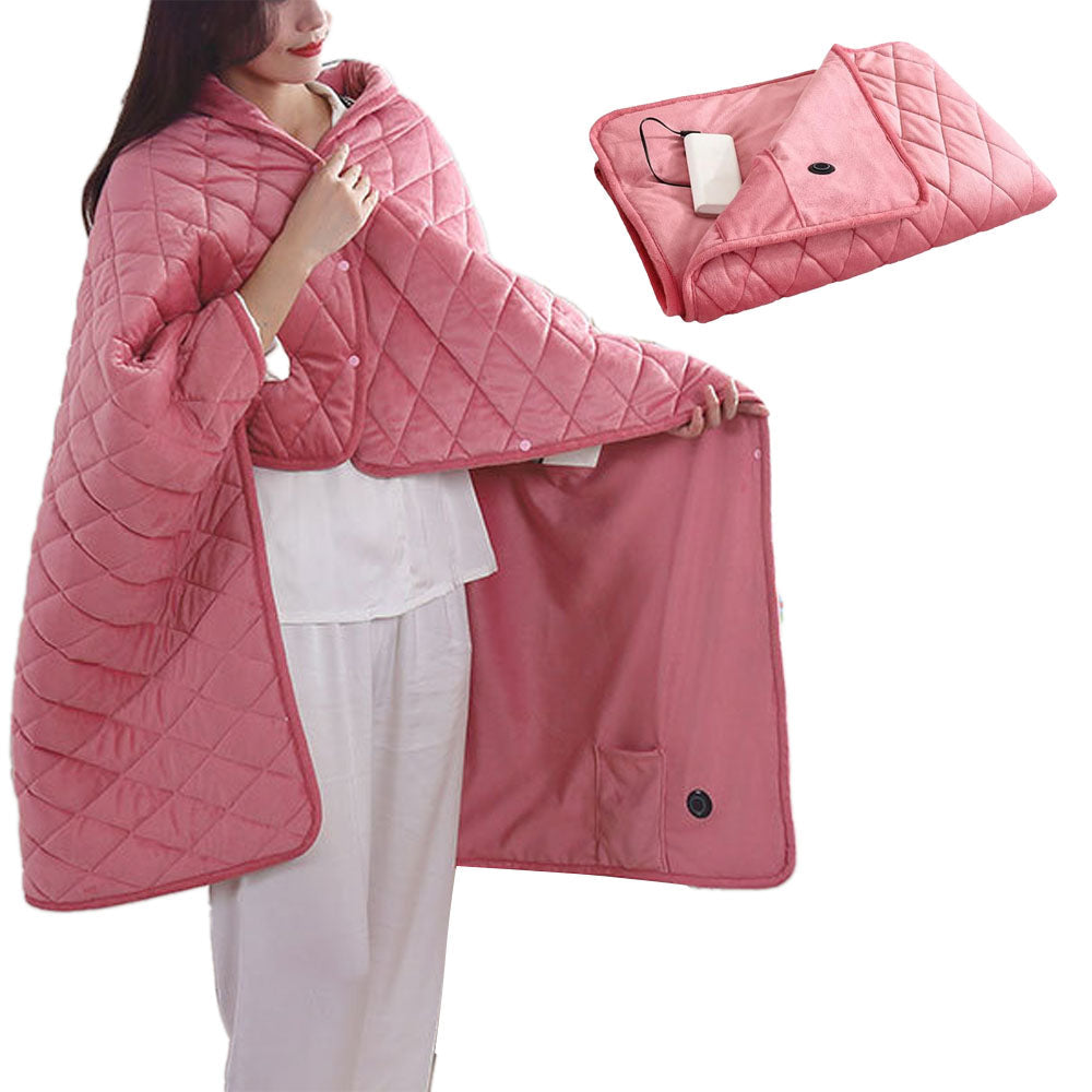 140x100cm Electric Blanket 3 Heat Settings USB Heated Blanket Wearable Pink