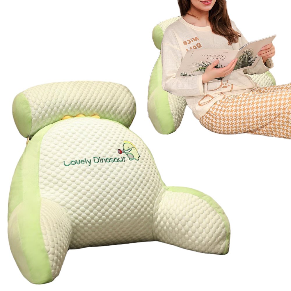 Back Rest Reading Pillow Neck Lumbar Support Pillow Chair Cushion Green Dinosaur