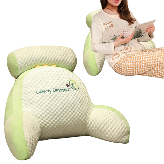 Back Rest Reading Pillow Neck Lumbar Support Pillow Chair Cushion Green Dinosaur