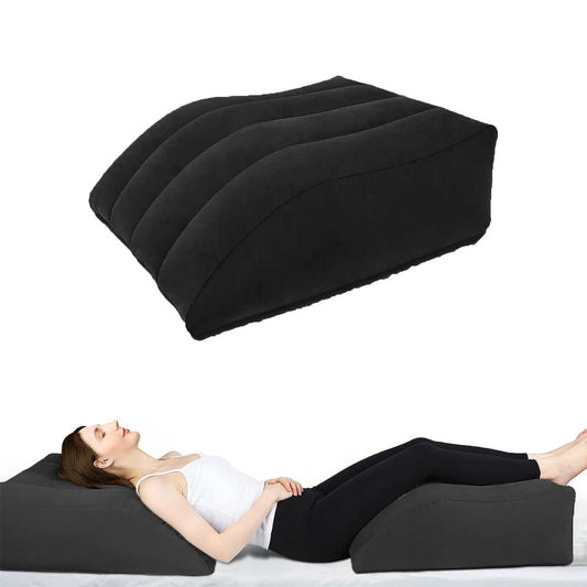 Wedge Pillow for Sleeping Inflatable Leg Elevation Pillow Leg Support Pillow for Ankle Foot Rest Black