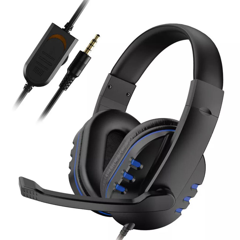 Wired Gaming Headset Head-Worn Headphone with Microphone for PS4 PS5 XBOX SWITCH Blue