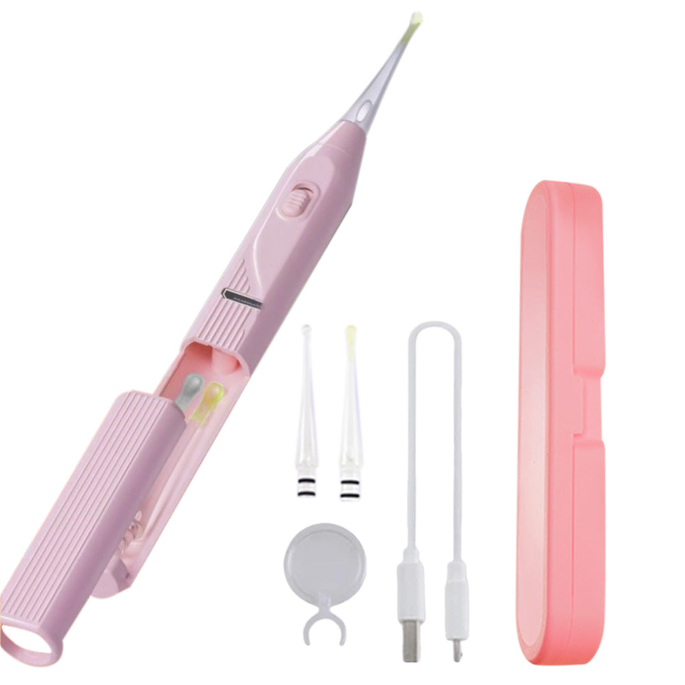 LED Lighted Ear Cleaner Kit USB Rechargeable Ear Wax Removal Tool Pink