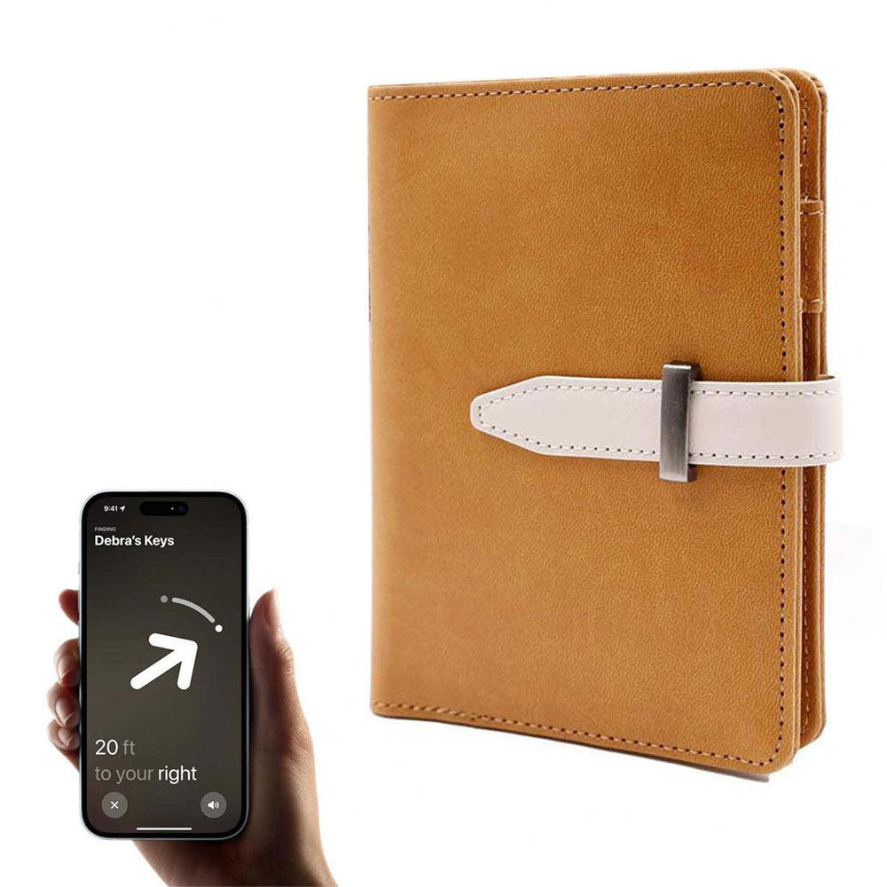 RFID Blocking Passport Wallet Travel Passport Card Case with Airtag Holder Brown