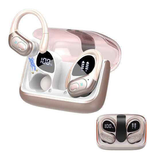 Wireless Bluetooth Headphone Sport Earbuds Stereo Over Ear Earphone with Earhook Rose Pink