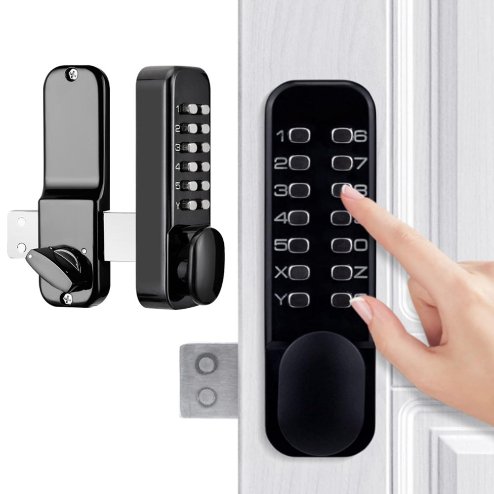 Mechanical Keyless Entry Door Lock Smart Code Combination Security Door Knob Black