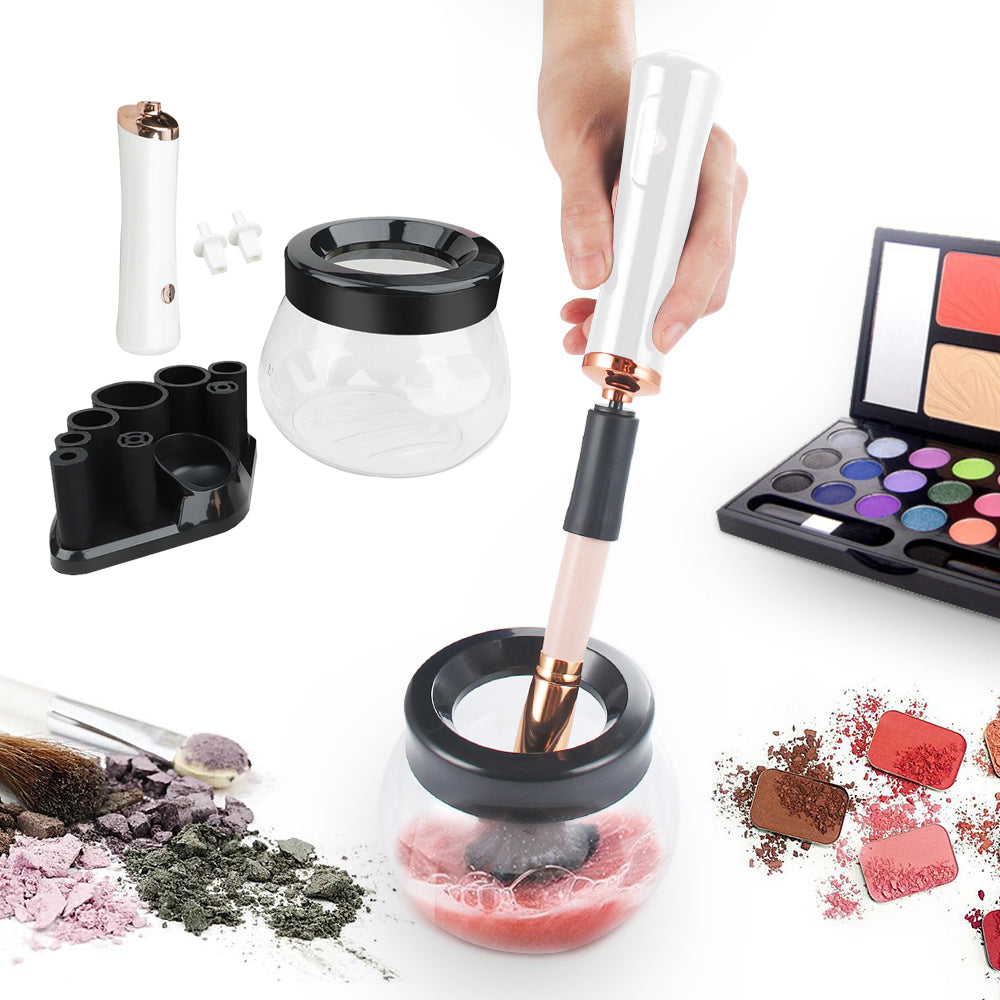 Electric Makeup Brush Cleaner and Dryer Machine Cosmetic Brush Spinner Cleaner for Most Size Brushes White