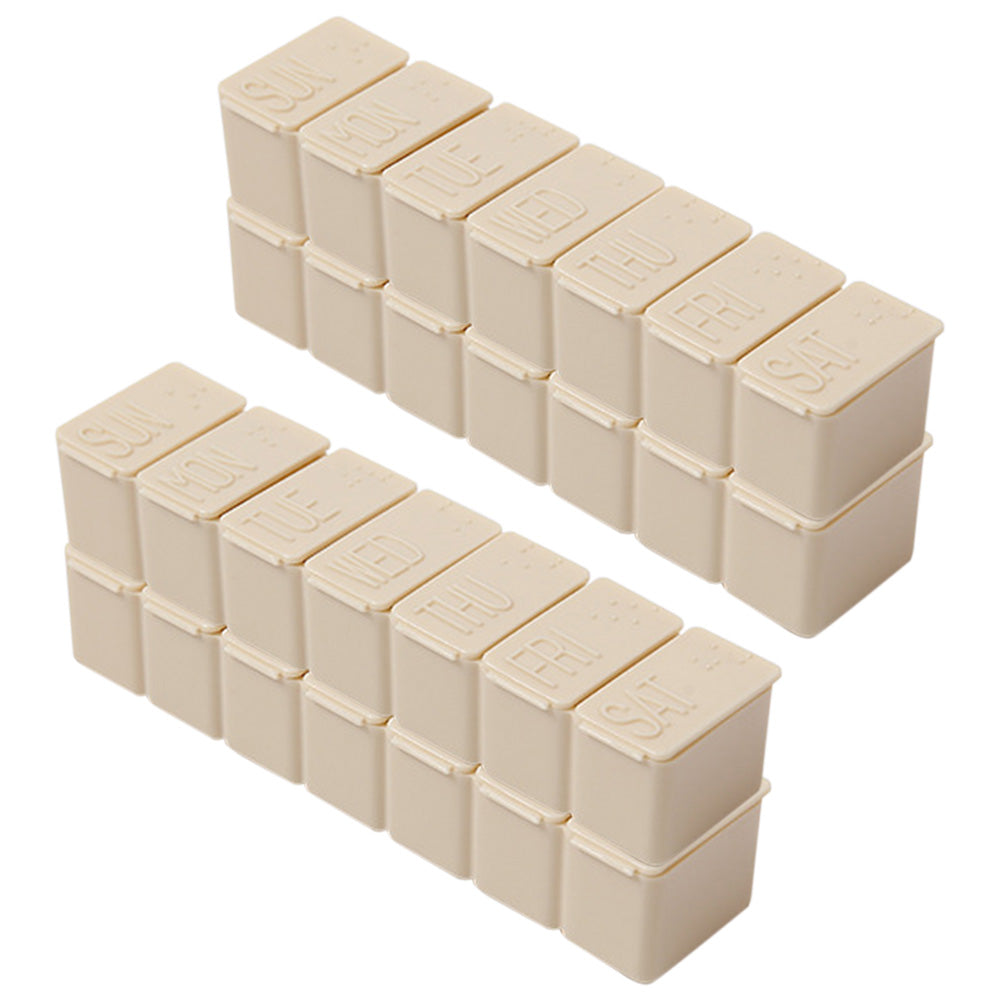 4 PCS Weekly Pill Organizer 7 Day Medicine Box with Compartments for Travel Home Apricot