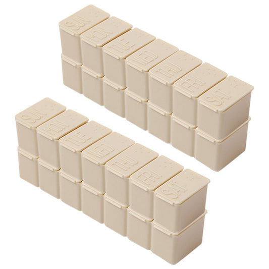4 PCS Weekly Pill Organizer 7 Day Medicine Box with Compartments for Travel Home Apricot