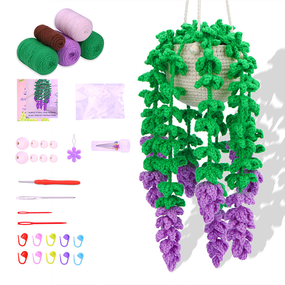 Knitting Kit for Beginners Hanging Potted Plants Needlework Starter Kit Style 1