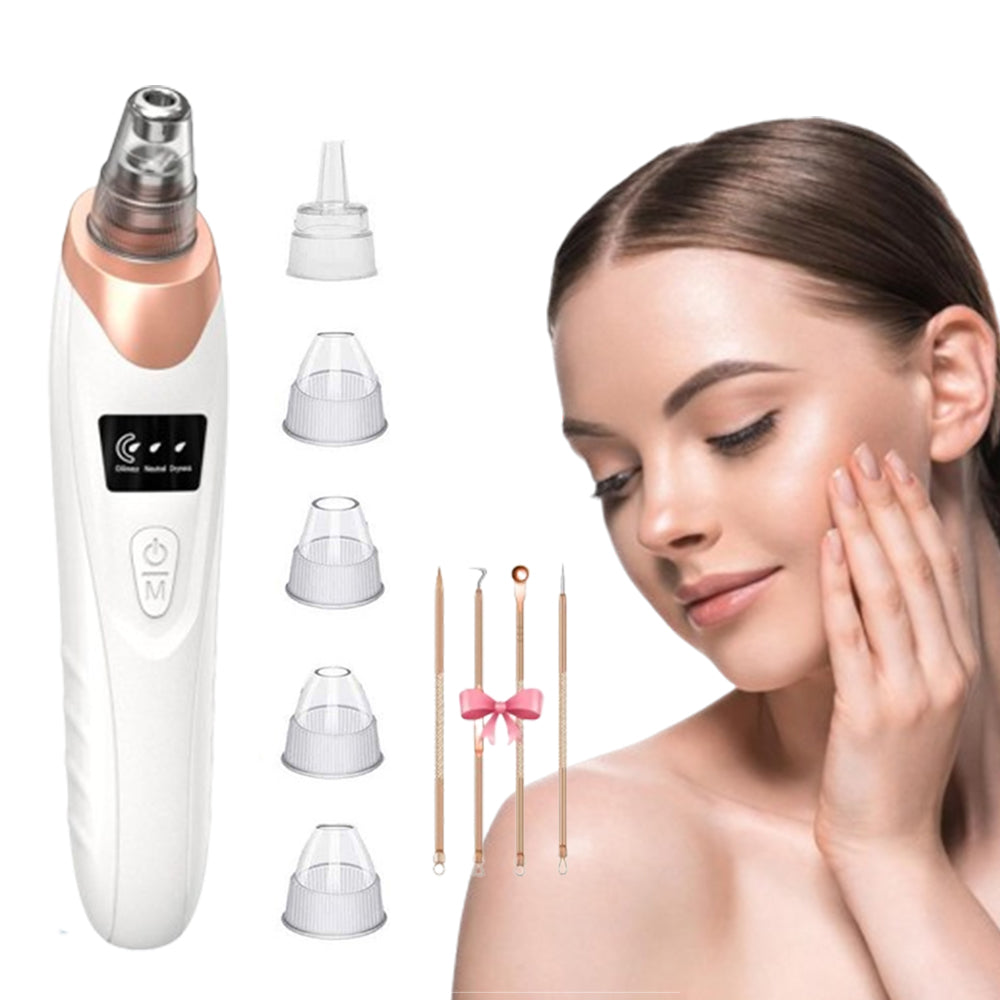 Electric Vacuum Blackhead Remover Rechargeable Facial Pore Cleaner Acne Extractor Tool Gold