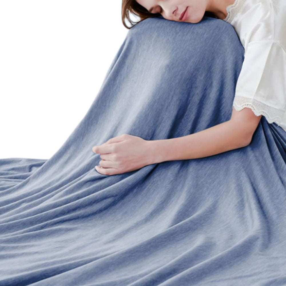 Double Side Cooling Blanket Soft Breathable Summer Blanket for Hot Sleepers Night Sweats Blue