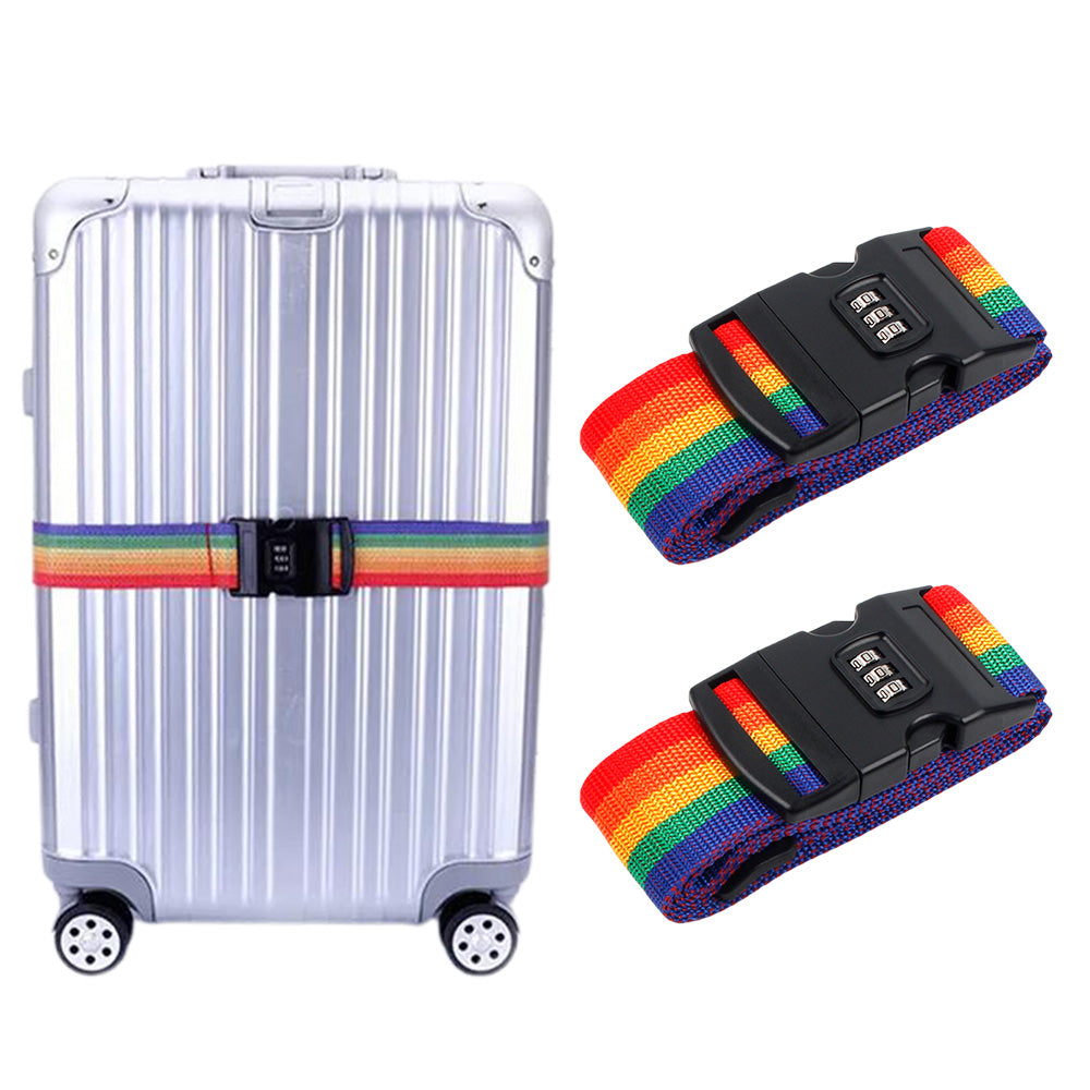2Pcs Password Lock Luggage Strap Travel Suitcase Secure Belt Code Lock Mixed Color