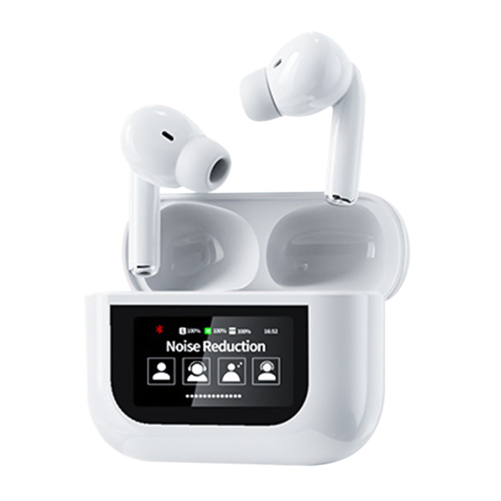 Wireless Bluetooth Earbuds with Multifunctional Touch Screen Charging Case Stereo Sound Headphones White