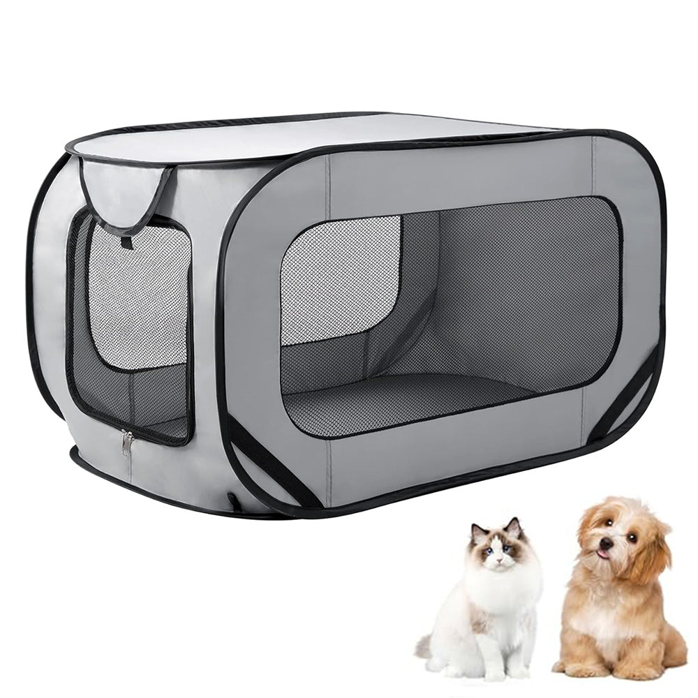 Portable Car Seat Pet Kennel Pop Up Dog Cat Tent Bed Grey