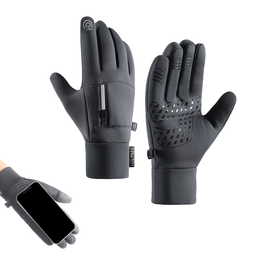 Pair of Winter Warm Gloves Water-Resistant Gloves for Cycling Fishing Skiing Hiking Travel Gray