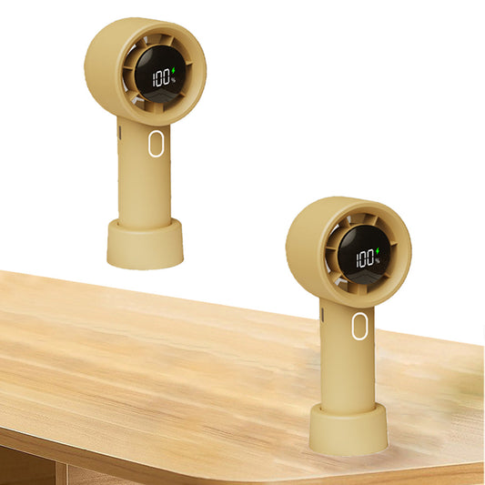 Portable Handheld Turbo Fan with Digital Display Rechargeable Pocket Hand Fan for Travel Outdoor Yellow