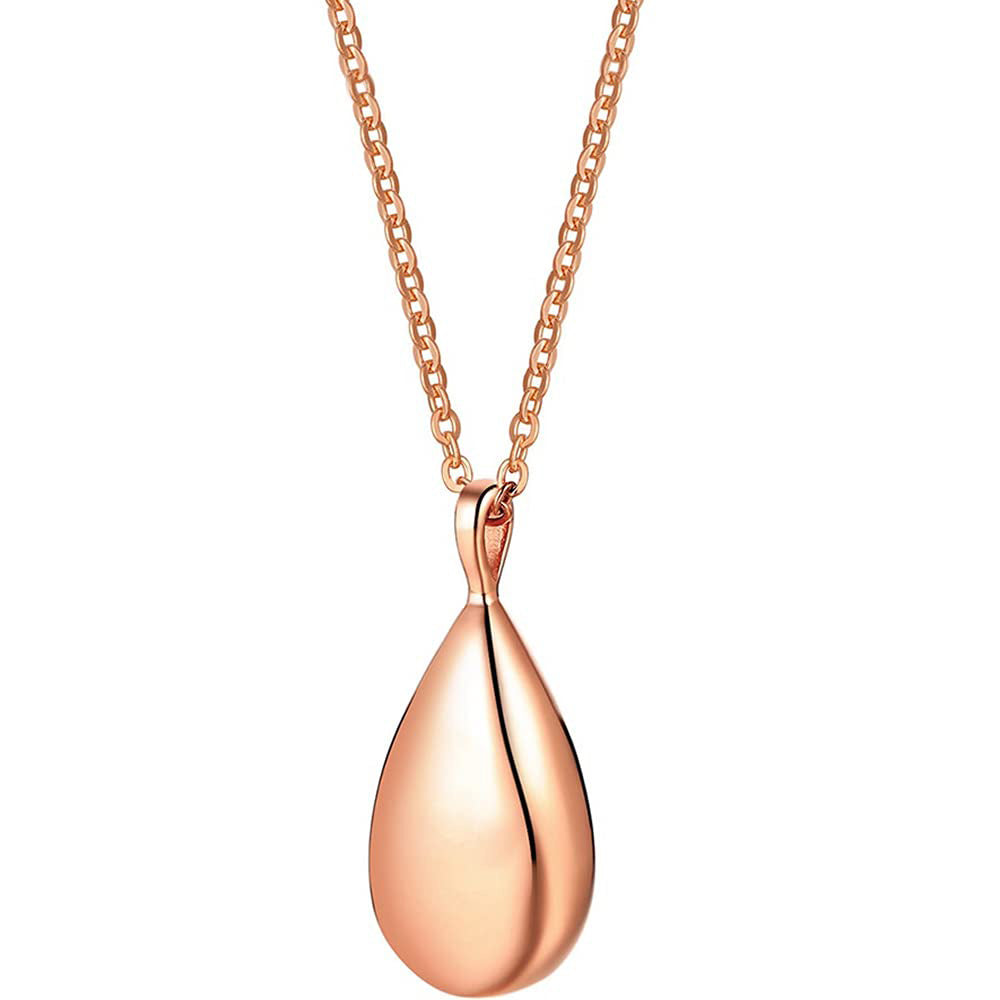 Stainless Steel Teardrop Cremation Pendant �Keepsake Memorial Necklace Rose Gold