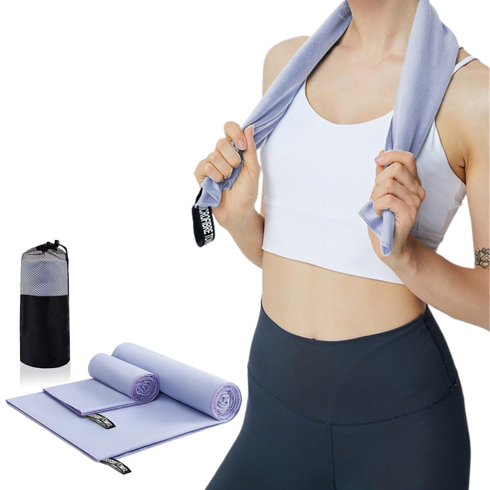 3Pcs Set Microfiber Beach Towels Quick-Dry Beach Swimming Towel for Travel Fitness Outdoor Activities Purple