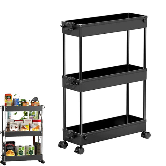 3-Tier Rolling Storage Cart Bathroom Storage Organizer Shelf Black