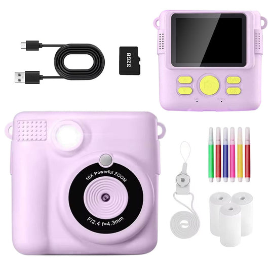 1080P Instant Print Camera for Kids Digital Video Camera with 32GB TF Card Christmas Birthday Present Purple
