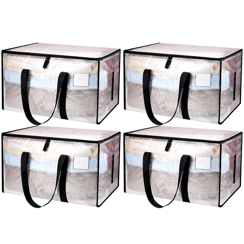 4Pcs 92L Oversized Moving Bag Transparent Christmas Holiday Heavy-Duty Storage Tote
