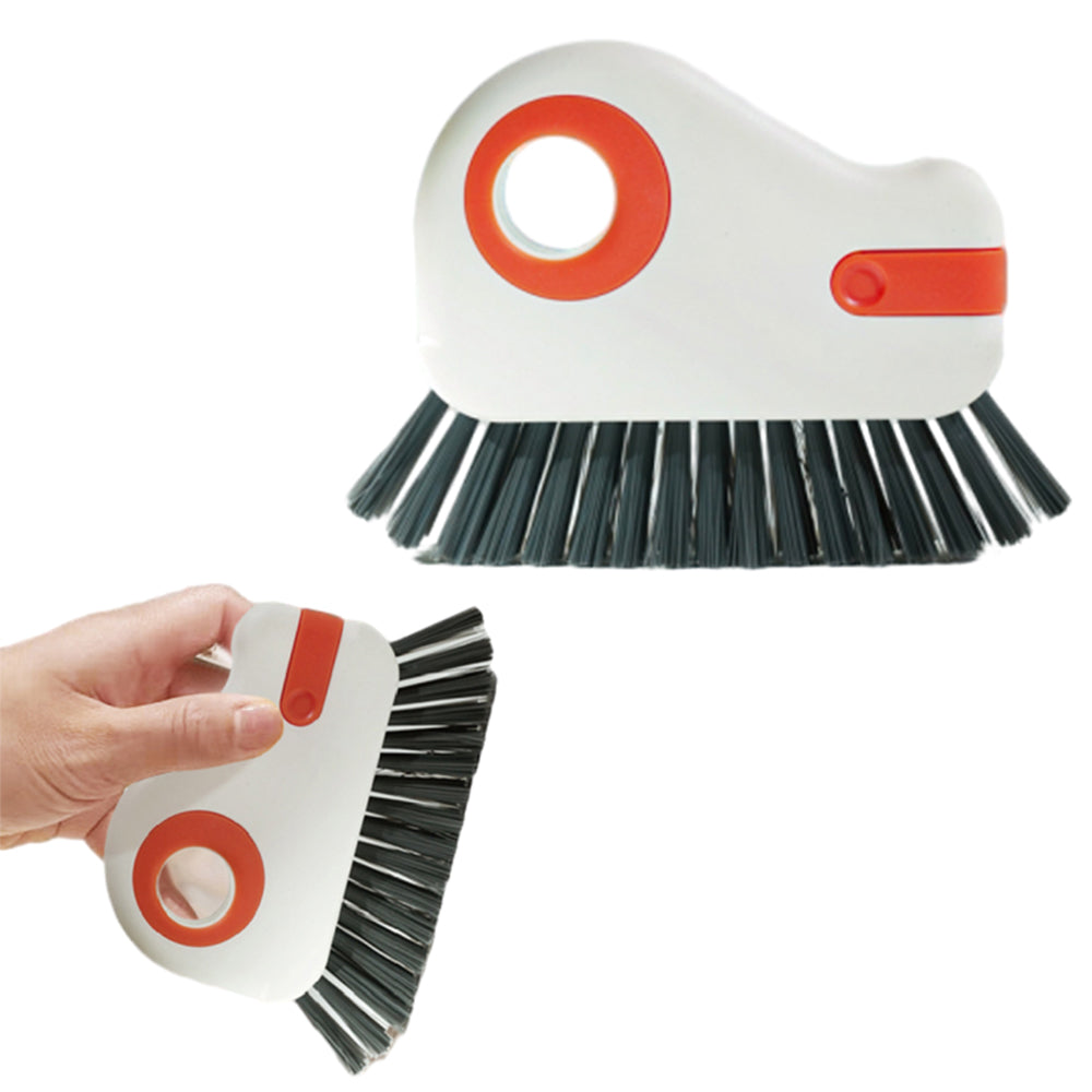 2-in-1 Groove Crevice Cleaning Brush Window Track Cleaning Tool with Hidden Scraper Orange