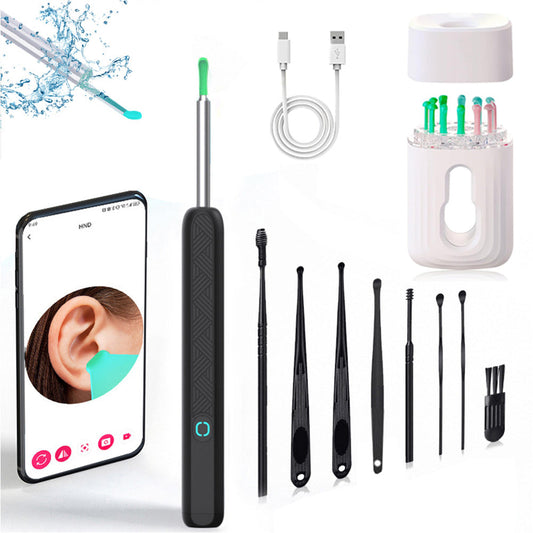 Visual WiFi Ear Wax Remover Wireless Ear Scoop with Camera Ear Cleaning Removal Pick Tool with Base Black
