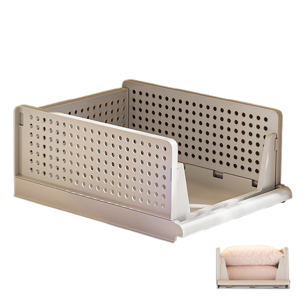 Folding Closet Organizers Stackable Plastic Storage Basket Drawer Shelf Container for Cupboard Kitchen Bathroom