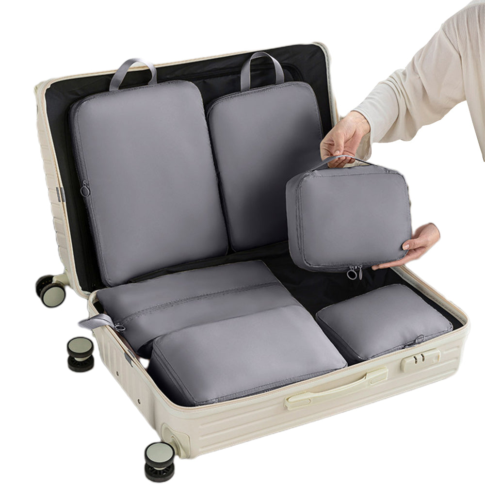 6Pcs Set Packing Cubes for Suitcases Travel Luggage Organizers Clothing Sorting Bags Grey
