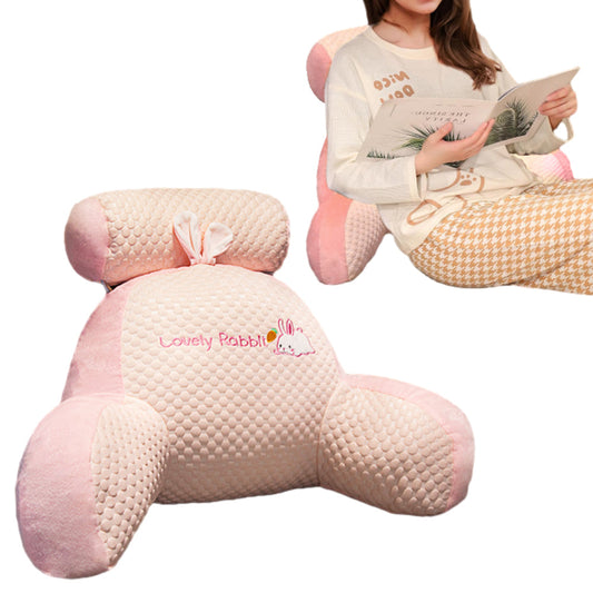 Back Rest Reading Pillow Neck Lumbar Support Pillow Chair Cushion Pink Rabbit