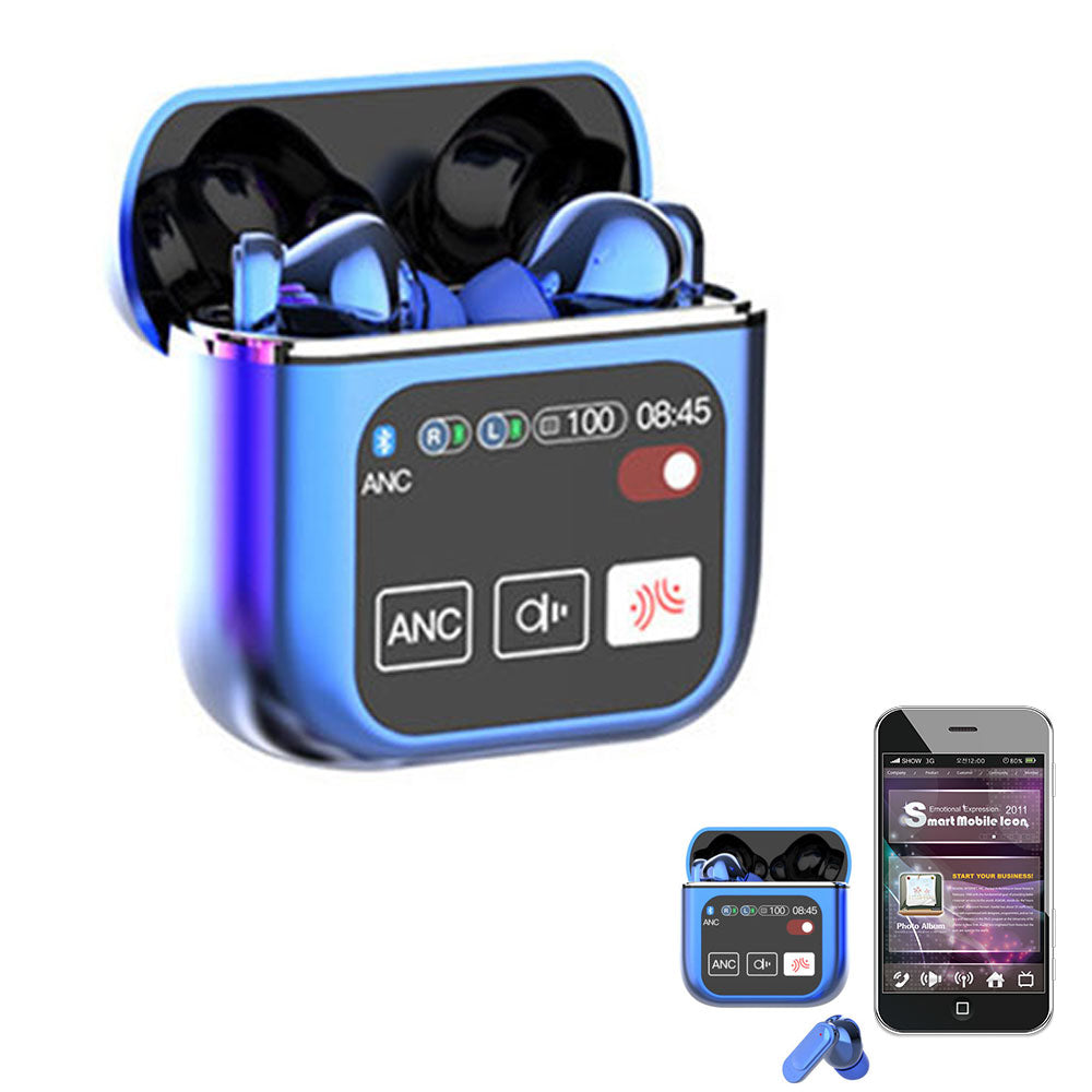 Wireless Bluetooth Headphones Touch Control Stereo Earbuds Headset Blue