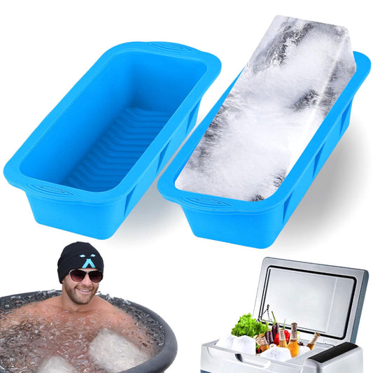 2Pcs Ice Block Mold Silicone Ice Grid Mould Blue