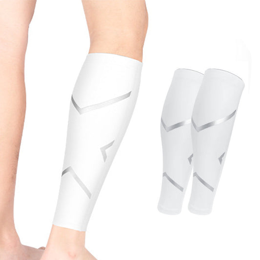 Pair of Compression Calf Sleeve Elastic Leg Brace for Sports Running White