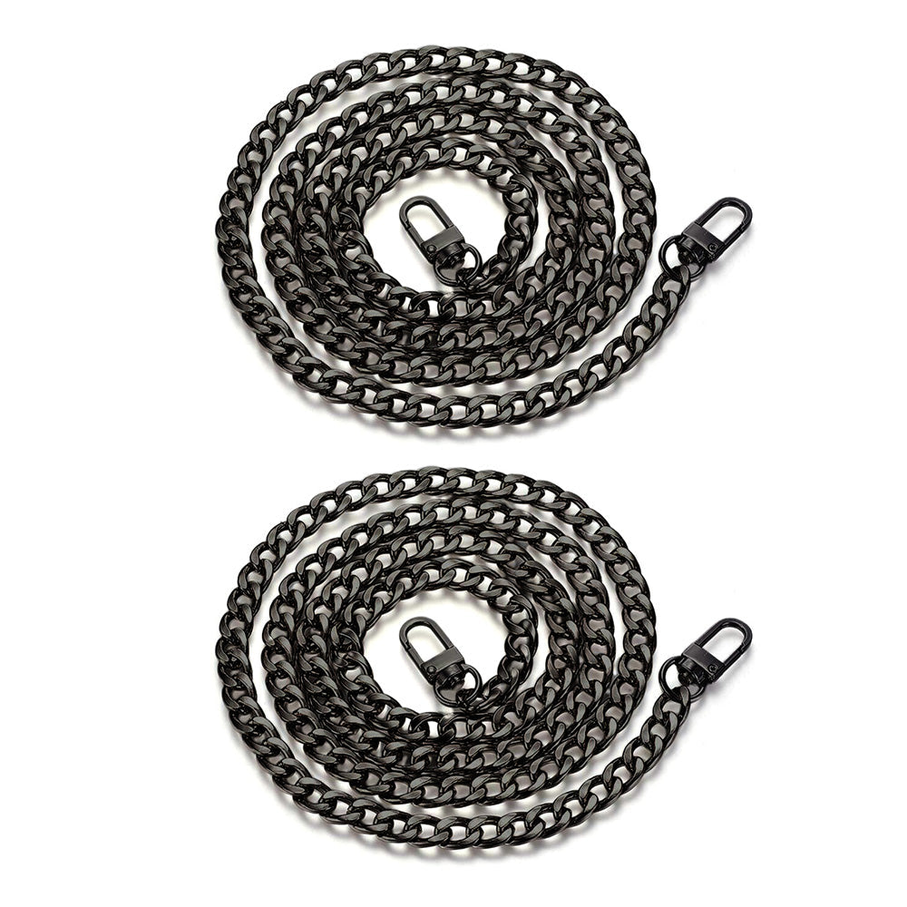 2Pcs 120cm Replacement Metal Shoulder Strap for Handbag Purse Chain Black