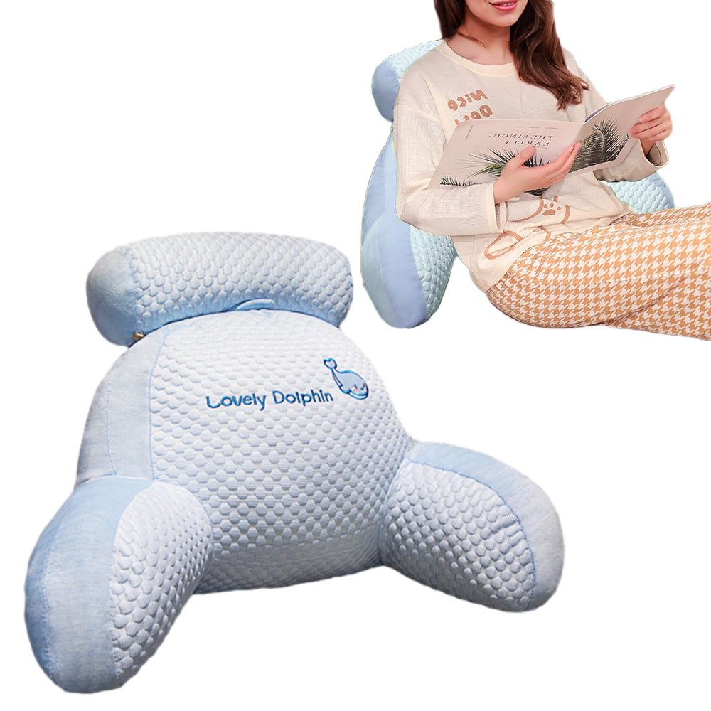 Back Rest Reading Pillow Neck Lumbar Support Pillow Chair Cushion Blue Dolphin