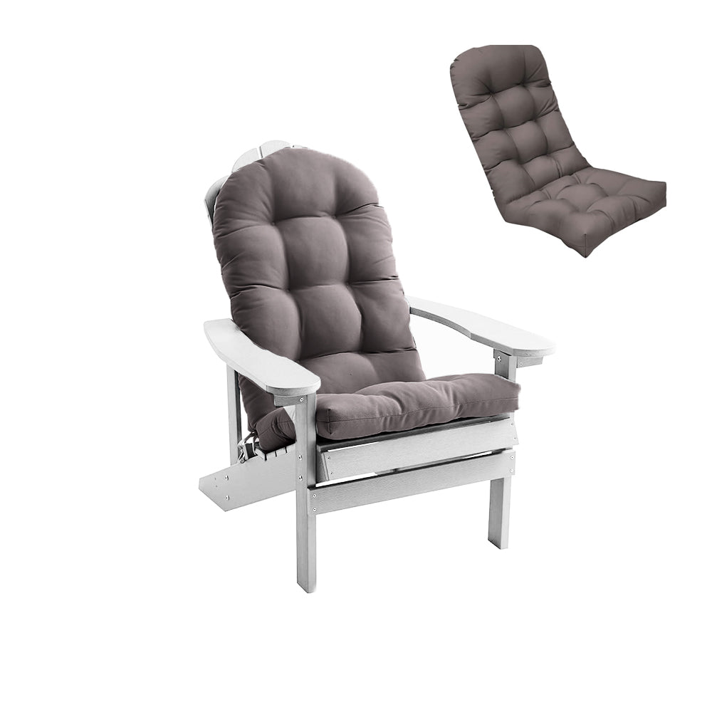 Patio Adirondack Chair Cushion High Back Rocking Chair Seat Pad with Ties Dark Grey