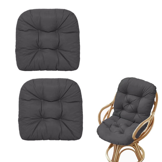 2Pcs Dining Chair Cushions Office Chair Seat Pad Backrest Pad Dark Grey