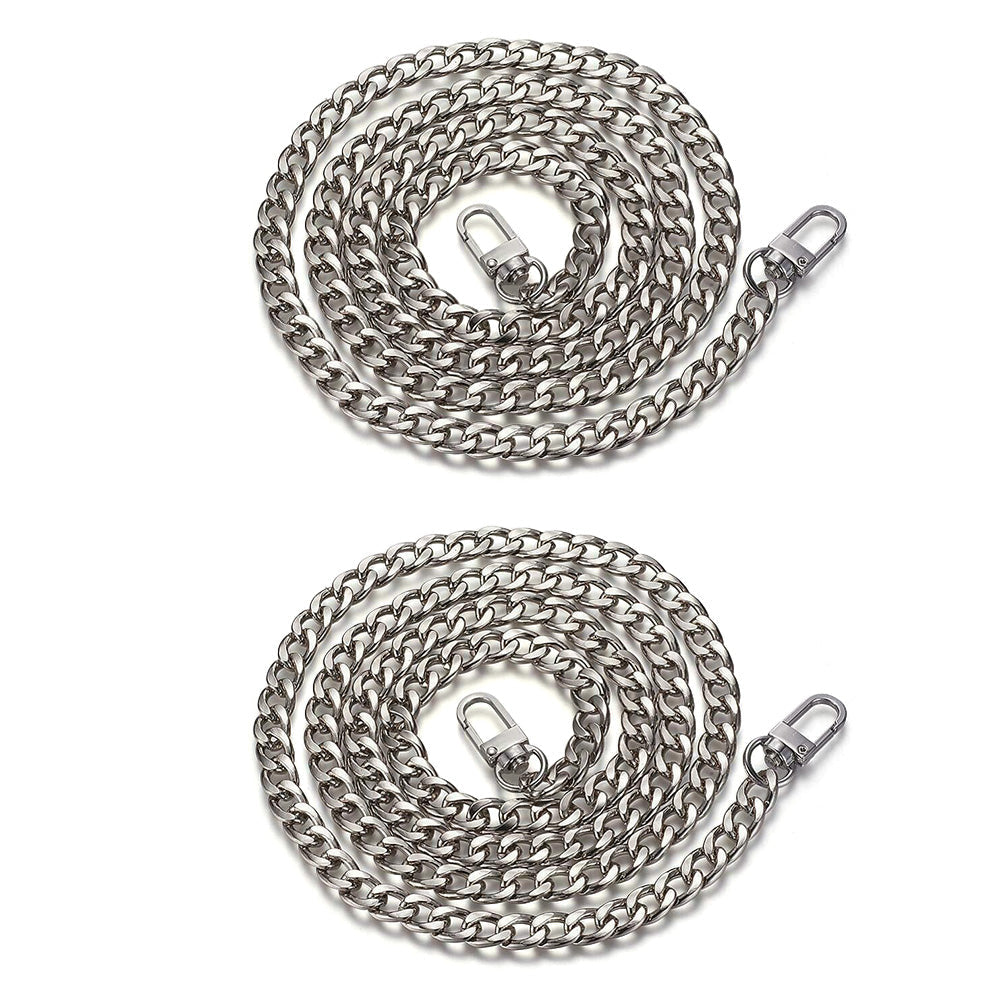 2Pcs 120cm Replacement Metal Shoulder Strap for Handbag Purse Chain Silver