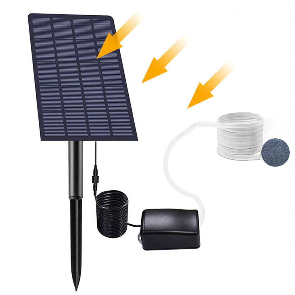 Solar Oxygenator Aquarium Oxygen Aerator Air Pump Fishing Aerator with Pipe for Garden Fish Tank Outdoor Pool Pond
