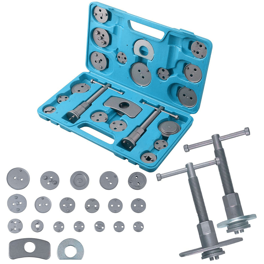 22-Piece Set Car Brake Piston Caliper Compressor Rewind Tool and Wind Back Tools for Brake Pad Replacement Reset