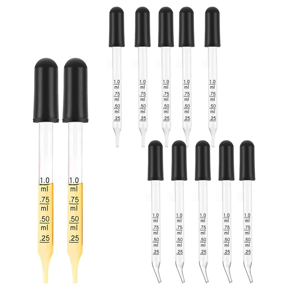 Set of10Pcs 1ML Calibrated Medicine Droppers Bent and Straight Tips for Essential Oils