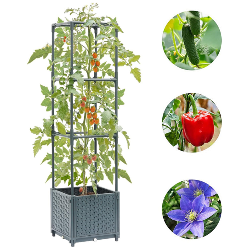 3-Tier Climbing Vine Frame Planting Box Garden Planter Support with Trellis for Vegetables Plants