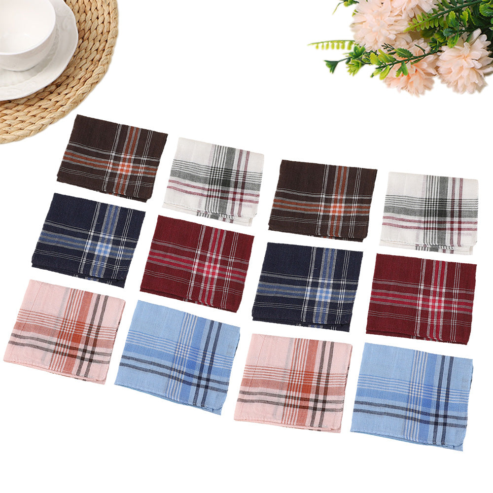 12Pcs Classic Hankies for Men Polyester Square Hanky Mens Pocket Square Handkerchiefs