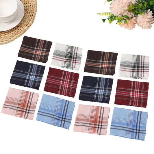 12Pcs Classic Hankies for Men Polyester Square Hanky Mens Pocket Square Handkerchiefs